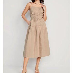 Old Navy Waist-Defined Smocked Tiered Midi Cami Dress